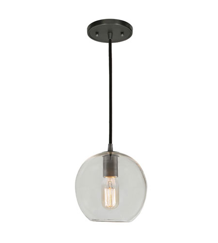 JVI Designs 1300-08 G6 1-Light Grand Central Pendant with Clear Mouth Blown Glass Ball Shade 7 Wide