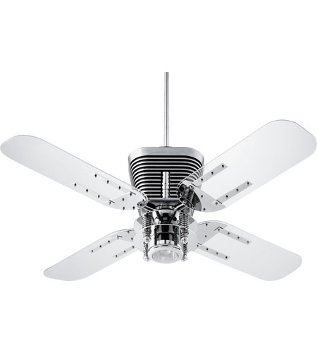 Quorum Retro 52 Inch Chrome With Clear Acrylic Blades Ceiling Fan 93524 14 Open Box