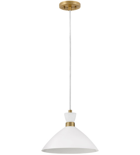 Lark 83257MW-HB Simon 1 Light 13 inch Matte White with Heritage Brass Pendant Ceiling Light photo