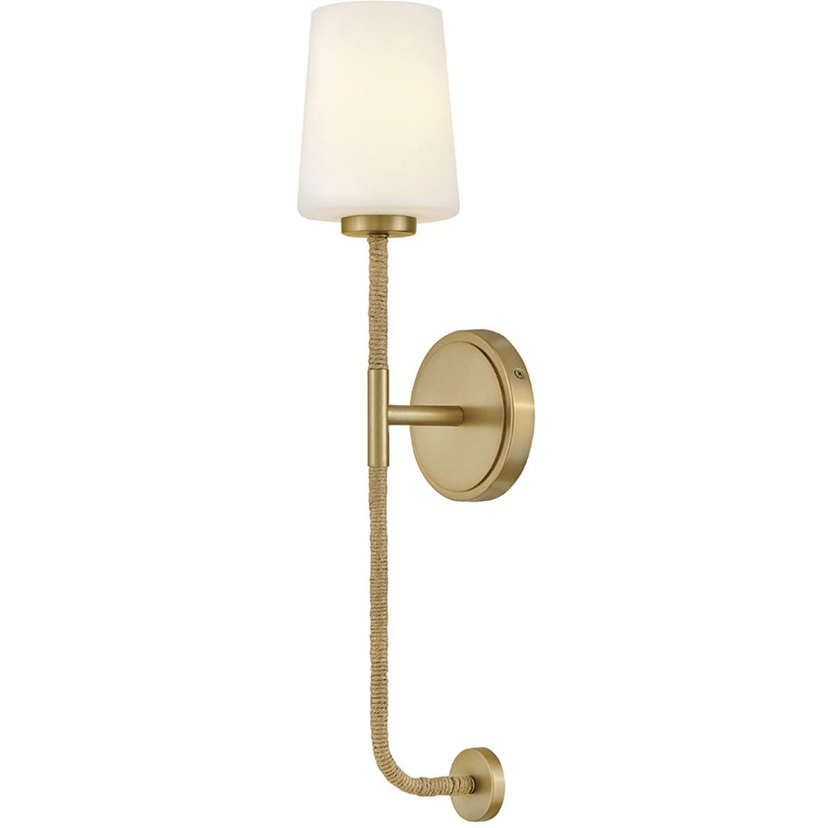 Lark Kline 1-Light Wall Sconce â Lacquered Brass & Natural with Etched Opal Glass