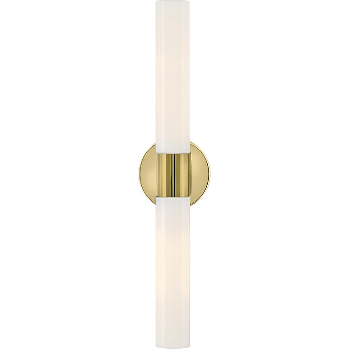 Lark 85402BBR-CO Shea 2 Light 5.25 inch Bright Brass Vanity Light Wall Light in Cased Opal