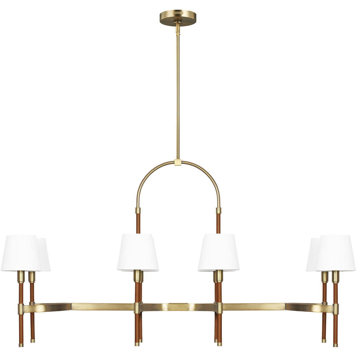 Lauren Ralph Lauren LC1028TWB Katie 8 Light 49 inch Time Worn Brass  Saddle Leather Linear Chandelier Ceiling Light