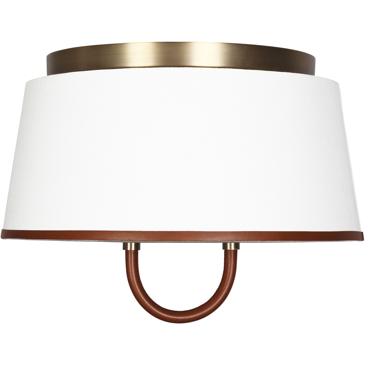 Lauren Ralph Lauren LF1002TWB Katie 2 Light 16 inch Time Worn Brass  Saddle Leather Flush Mount Ceiling Light