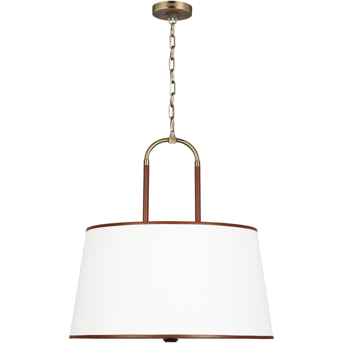 Lauren Ralph Lauren LP1024TWB Katie 4 Light 26 inch Time Worn Brass  Saddle Leather Pendant Ceiling Light