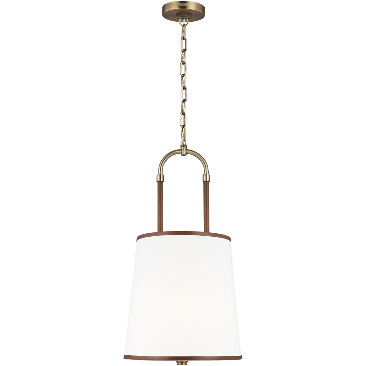 Lauren Ralph Lauren LP1031TWB Katie 1 Light 1225 inch Time Worn Brass  Saddle Leather Pendant Ceiling Light