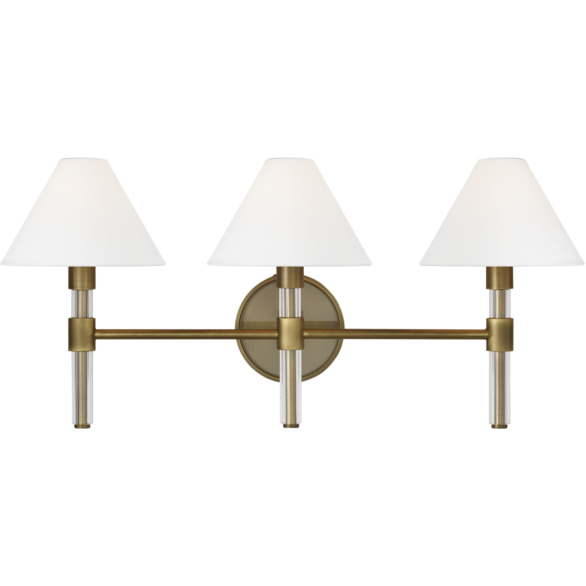 Lauren Ralph Lauren LV1043TWB Robert 3 Light 27 inch Time Worn Brass  Clear Acrylic Vanity Light Wall Light
