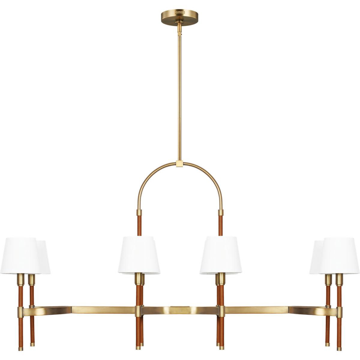 Lauren Ralph Lauren LC1028TWB Katie 8 Light 48.88 inch Time Worn Brass / Saddle Leather Linear Chandelier Ceiling Light