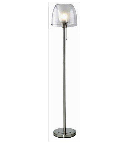 Polished Steel 11 x 11 x 56 Lite Source Floor Lamps LS-9955PS/FRO Helmut Double Glass Floor Lamp 