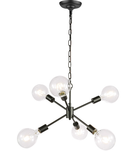 Living District Ld5033d16bk Nolan 6 Light 16 Inch Black Pendant Ceiling Light