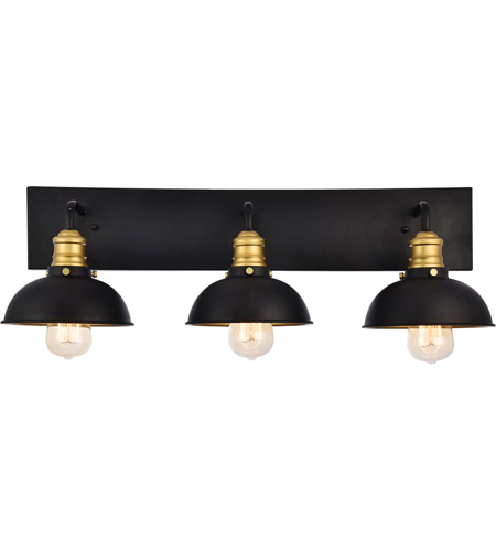 Living District LD8004W27BK Anders 3 Light 27 inch Black and Brass Wall Sconce Wall Light photo
