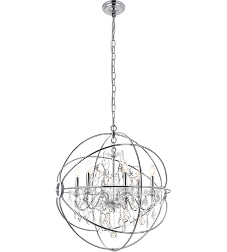 Living District Ld8801d25c Cordelia 6 Light 26 Inch Chrome Pendant Ceiling Light