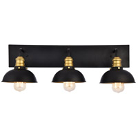 Living District LD8004W27BK Anders 3 Light 27 inch Black and Brass Wall Sconce Wall Light photo thumbnail