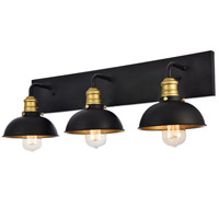 Living District LD8004W27BK Anders 3 Light 27 inch Black and Brass Wall Sconce Wall Light alternative photo thumbnail