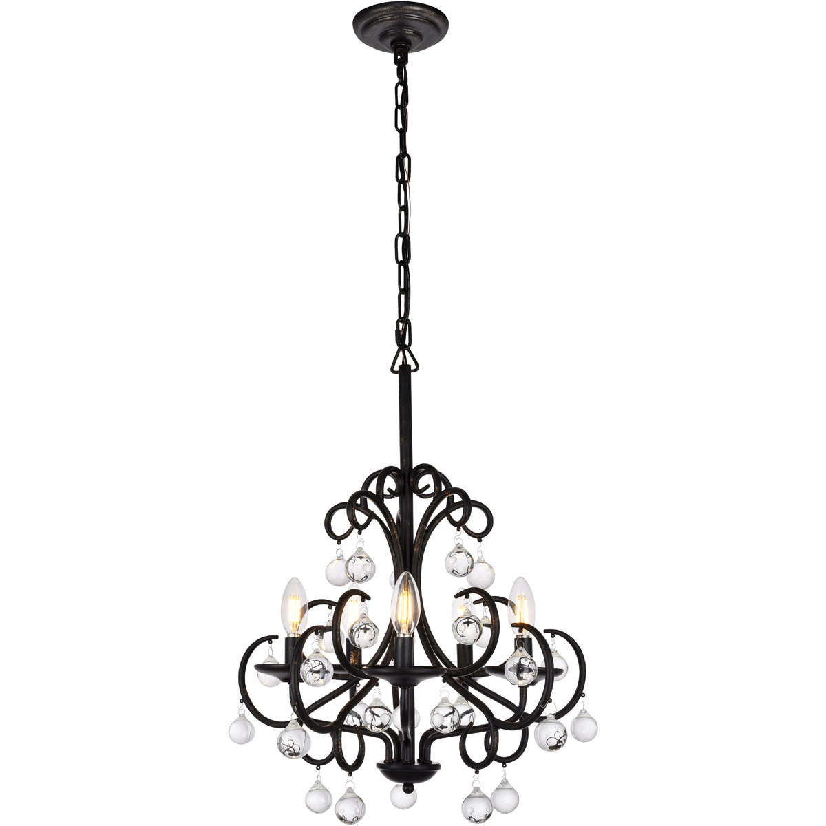 Details About Crystal Chandelier Dark Bronze Wrought Iron Ceiling Lighting Fixture 5 Light 24