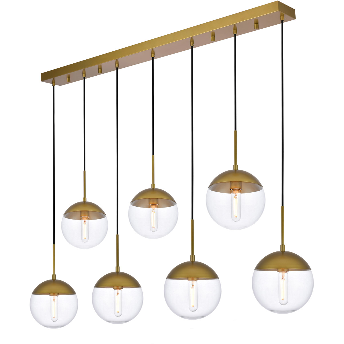 Living District LD6091BR Eclipse 7 Light 8 inch Brass Pendant Ceiling