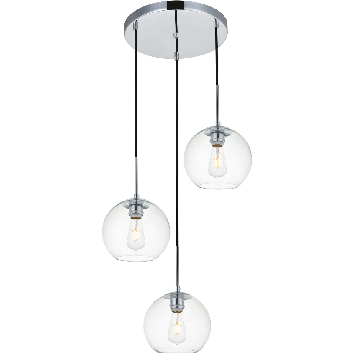 Living District LD2208C Baxter 3 Light 18.1 inch Chrome Pendant Ceiling Light
