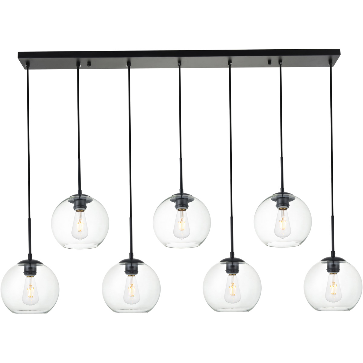 Living District LD2230BK Baxter 7 Light 54 inch Black Pendant Ceiling Light