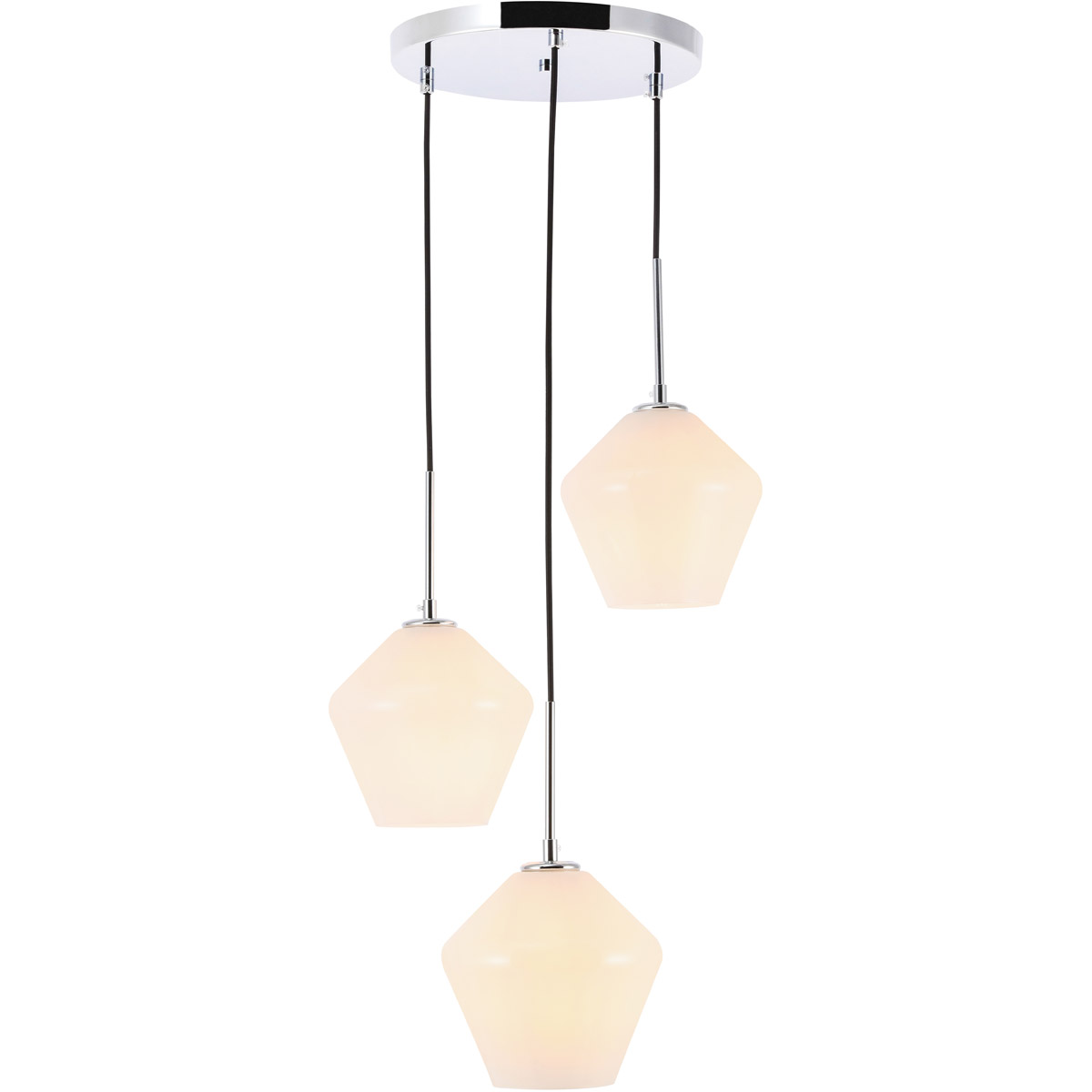 Living District LD2259C Gene 3 Light 18.1 inch Chrome Pendant Ceiling Light