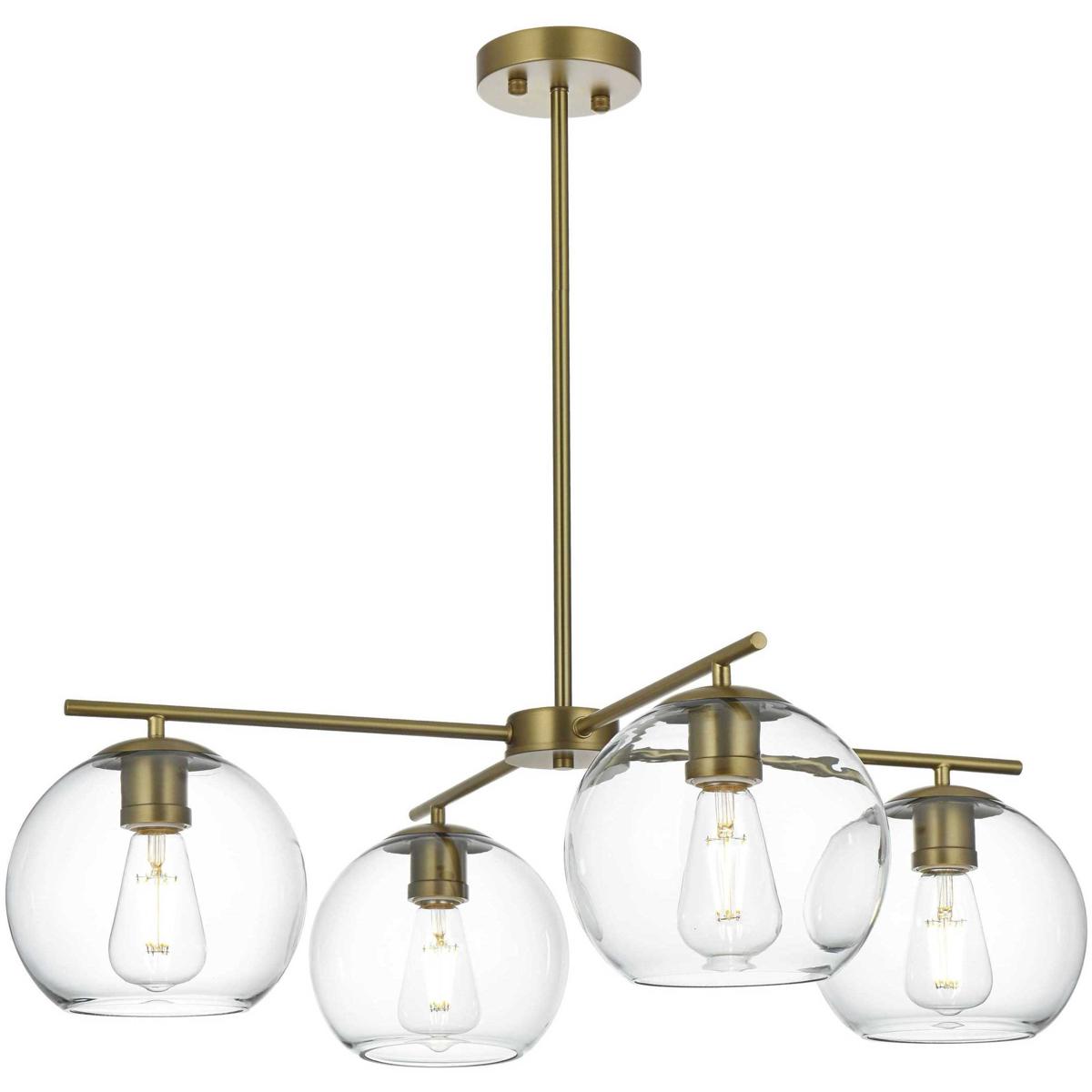 Living District LD2331SG Opus 4 Light 31 inch Satin Gold Pendant Ceiling Light