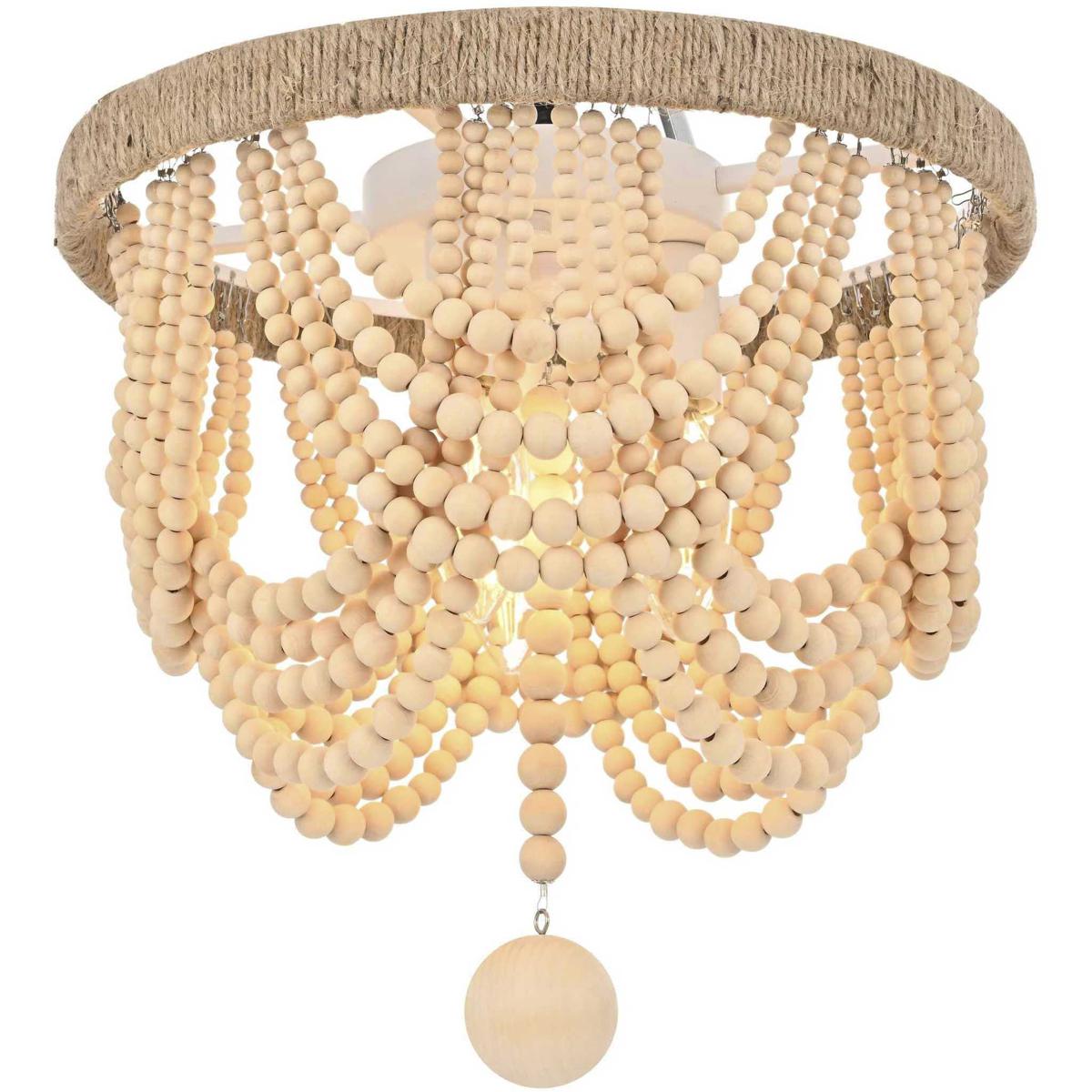 Living District LD306F12BG Jolie 3 Light 12 inch Beige Flush Mount Ceiling Light