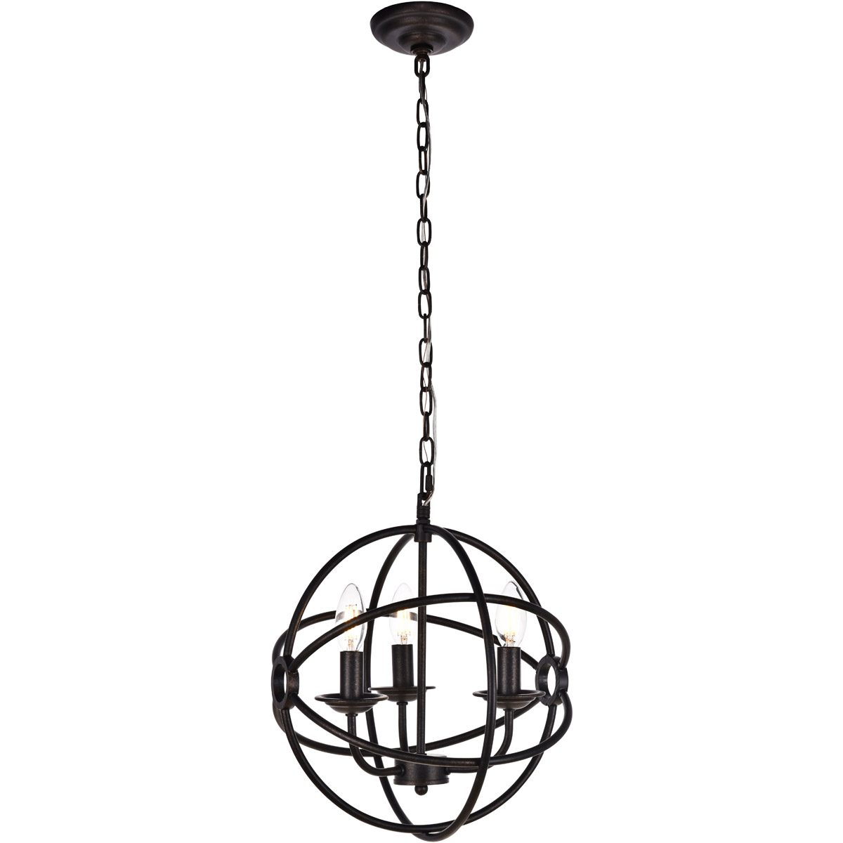 Living District LD4006D14DB Octavia 3 Light 14 inch Dark Brown Pendant Ceiling Light in Dark Bronze