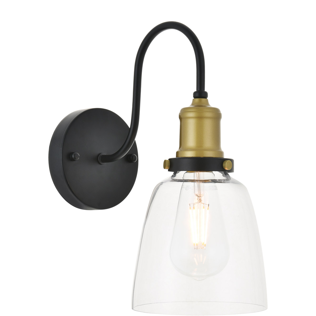 Living District LD4013W6BRB Felicity 1 Light 5.7 inch Brass and Black Wall Sconce Wall Light