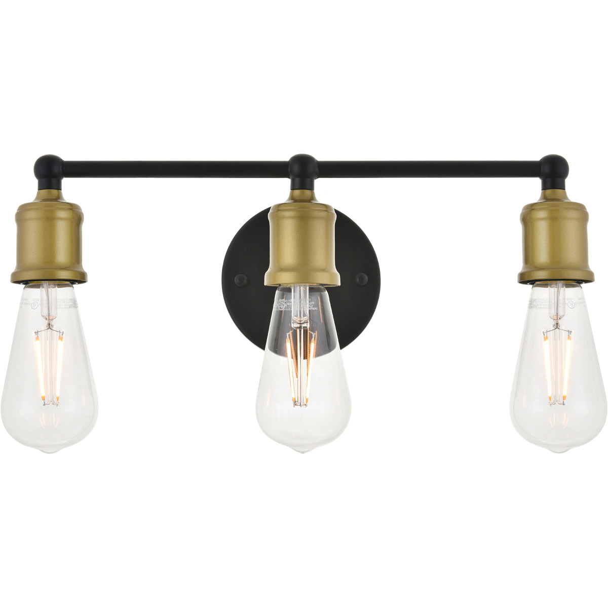 Living District LD4028W16BRB Serif 3 Light 15.4 inch Brass and Black Wall Sconce Wall Light