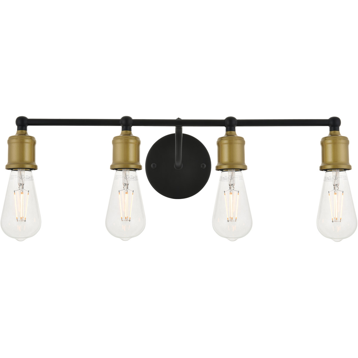 Living District LD4028W22BRB Serif 4 Light 22.1 inch Brass and Black Wall Sconce Wall Light