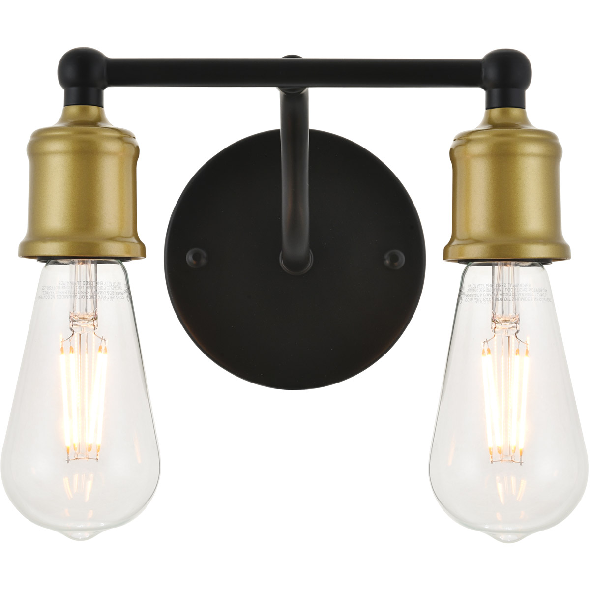 Living District LD4028W9BRB Serif 2 Light 8.7 inch Brass and Black Wall Sconce Wall Light