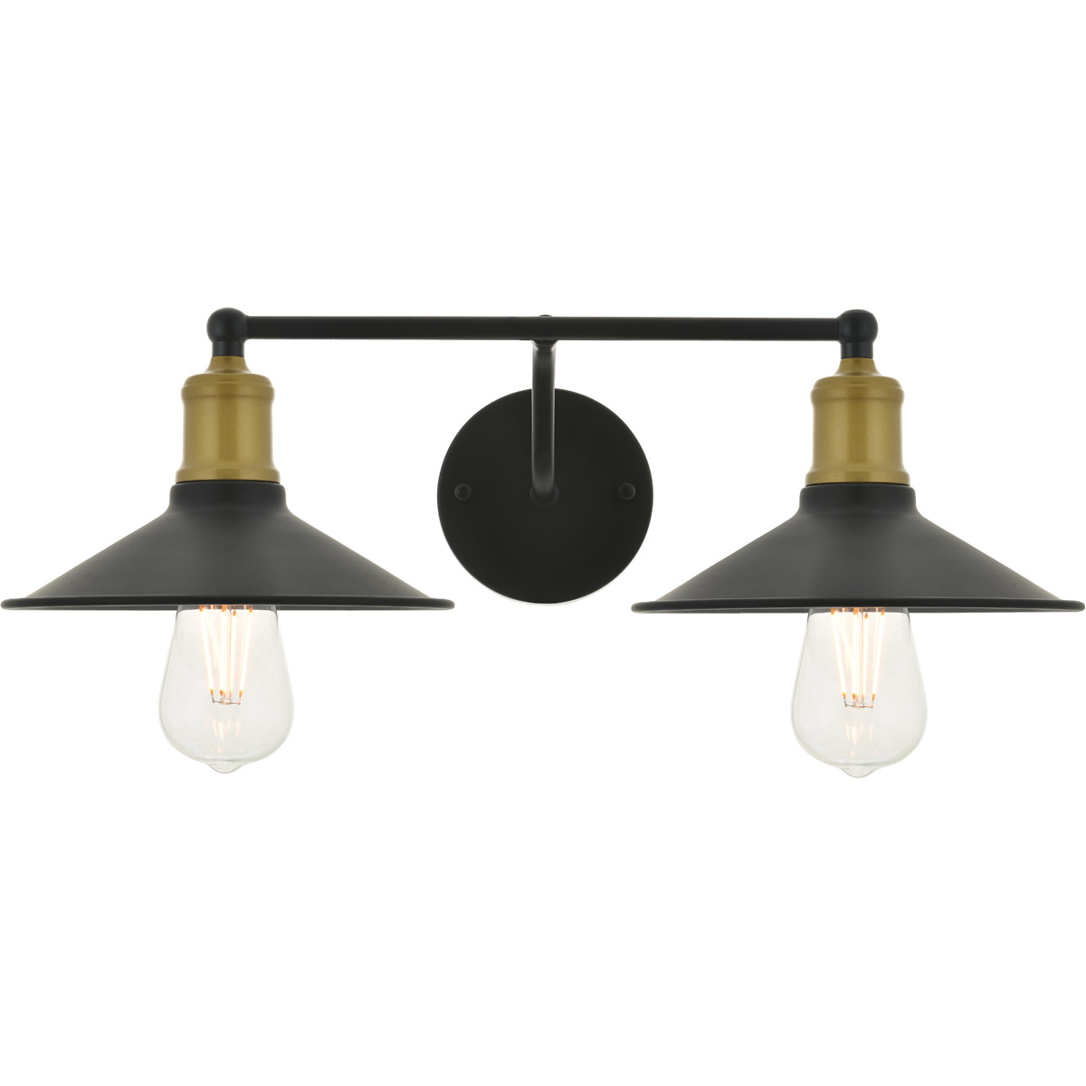 Living District LD4033W21BRB Etude 2 Light 20.9 inch Brass and Black Wall Sconce Wall Light