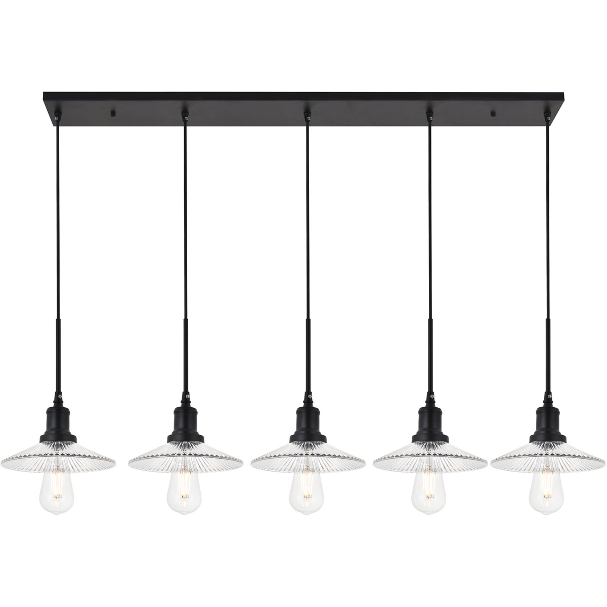 Living District LD4040D48BK Waltz 5 Light 49 inch Black Pendant Ceiling Light