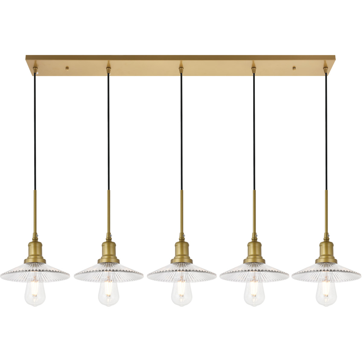 Living District LD4040D48BR Waltz 5 Light 49 inch Brass Pendant Ceiling Light