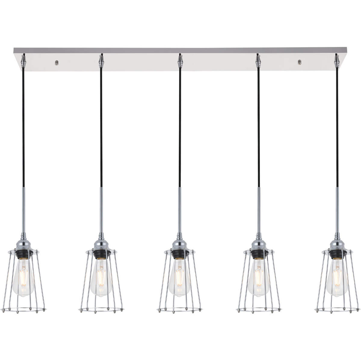 Living District LD4047D46C Auspice 5 Light 46 inch Chrome Pendant Ceiling Light