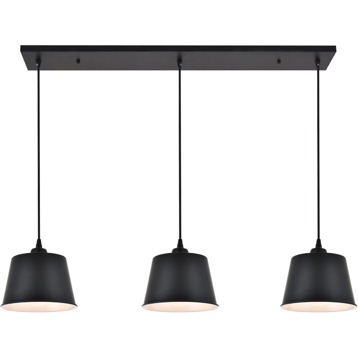 Living District LD4057D40BK Nota 3 Light 41 inch Black Pendant Ceiling Light