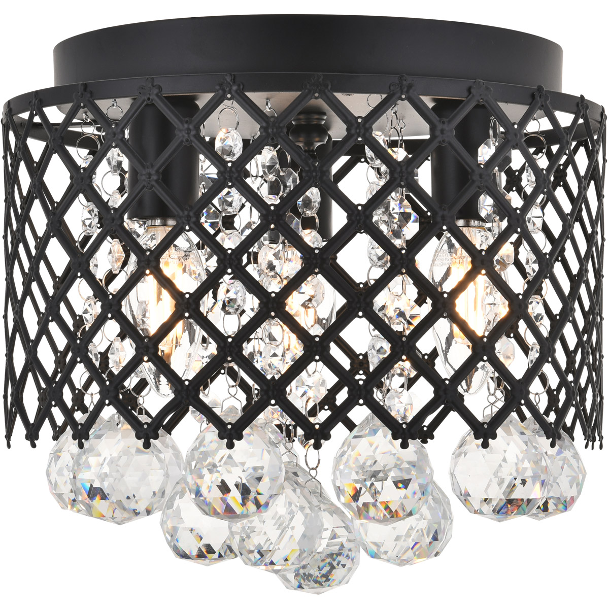 Living District LD5010F10MB Tully 3 Light 10 inch Matte Black Flush Mount Ceiling Light