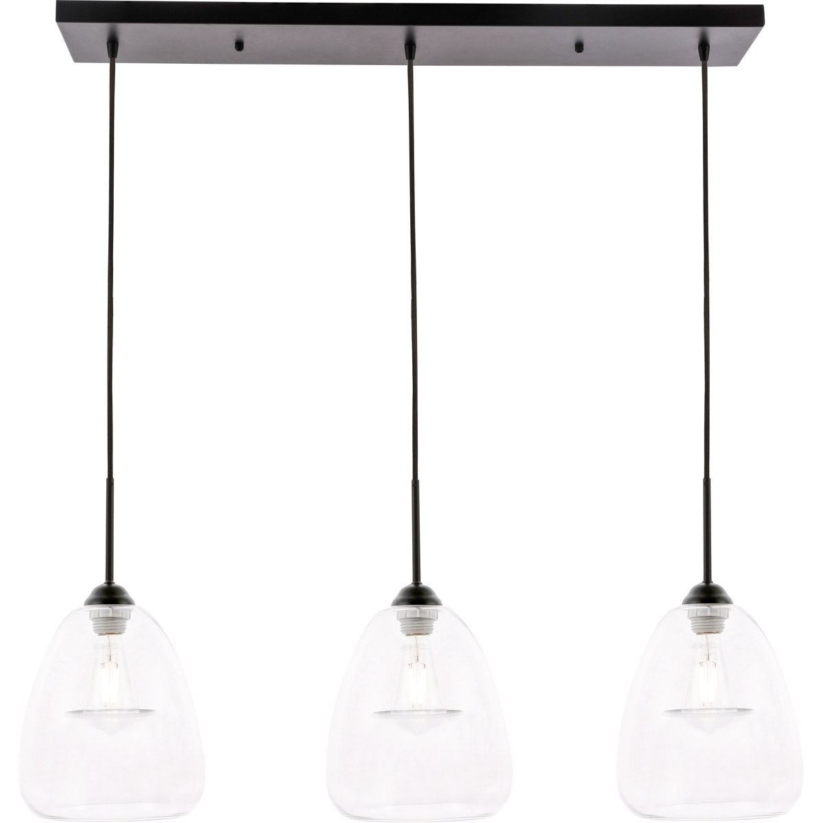 Decovio 12846-B3 Menallen 3 Light 8 inch Black Pendant Ceiling Light