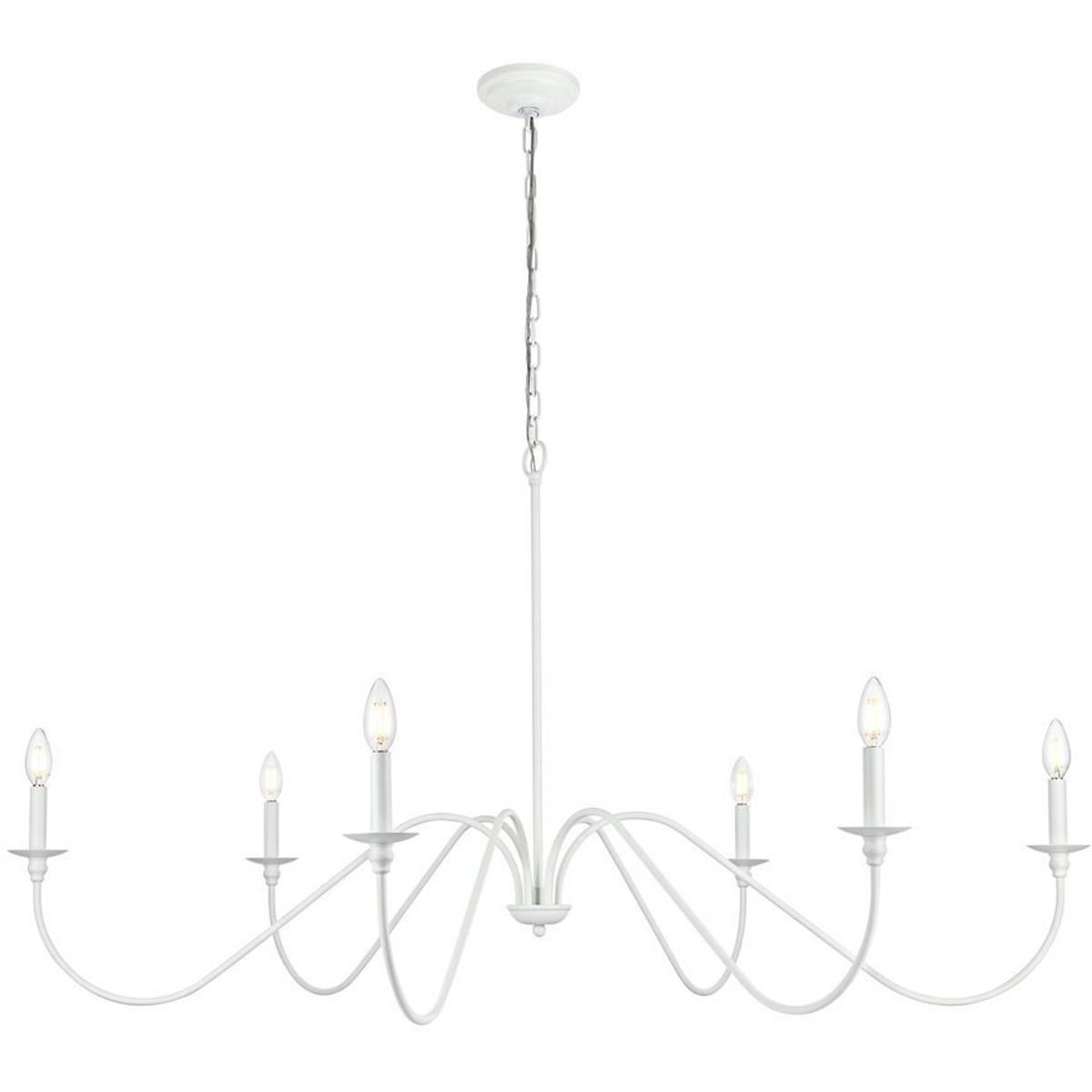 Living District LD5056D54WH Rohan 6 Light 54 inch White Chandelier Ceiling Light