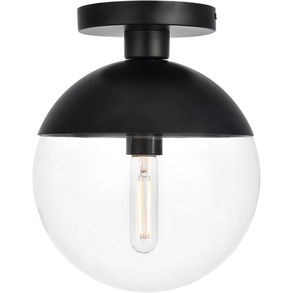 Decovio 12907BI1 Oyster Bay 1 Light 10 inch Black Flush Mount Ceiling Light