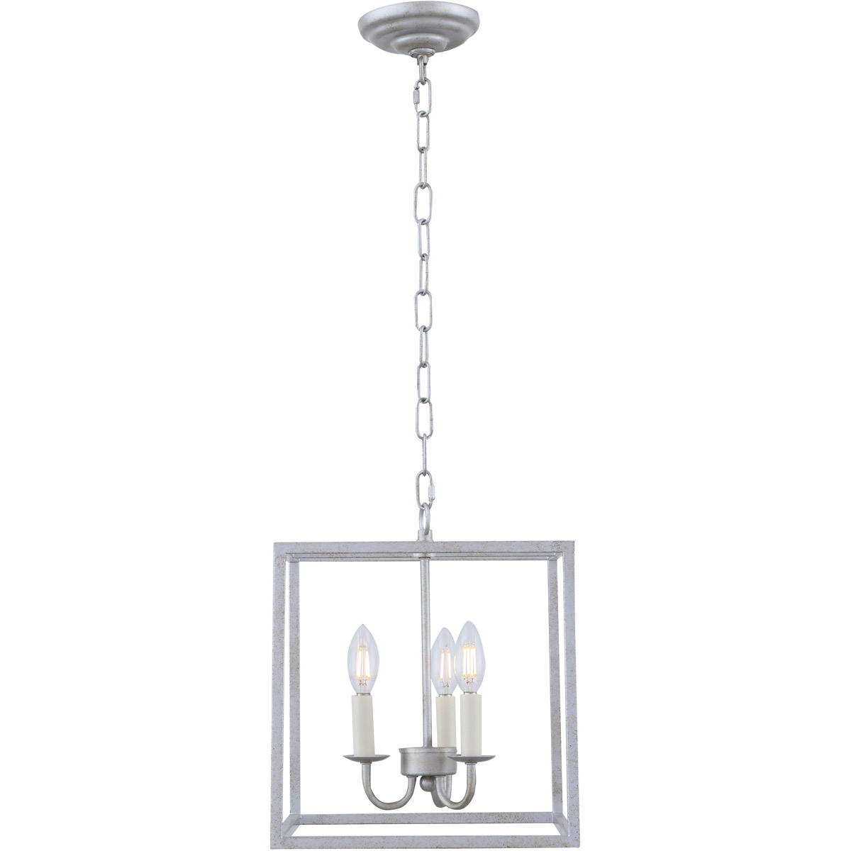 Decovio 12955VS3 Oyster Bay 3 Light 12 inch Vintage Silver Pendant Ceiling Light