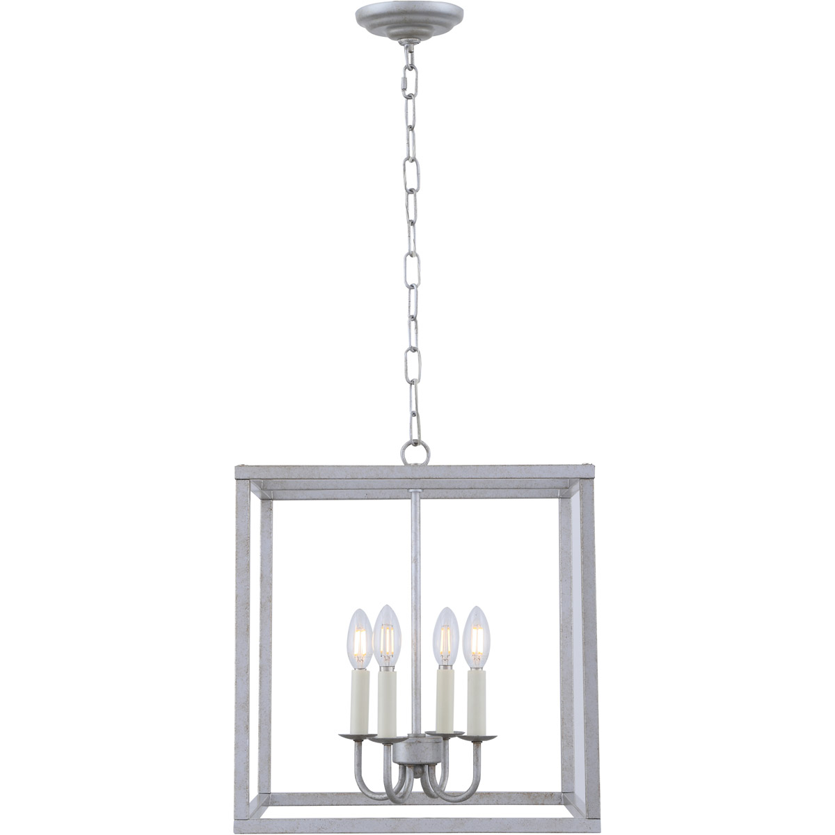 Decovio 12956VS4 Oyster Bay 4 Light 16 inch Vintage Silver Pendant Ceiling Light