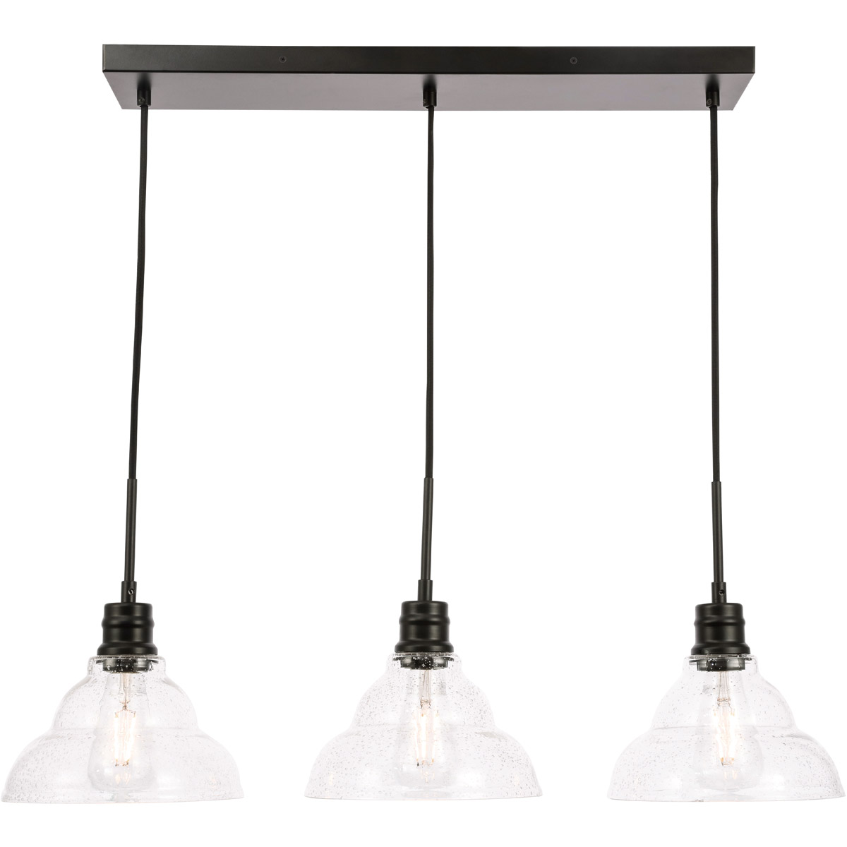 Living District LD6222BK Clive 3 Light 35 inch Black Pendant Ceiling Light