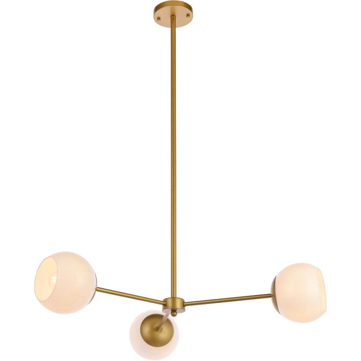 Living District LD647D32BR Briggs 3 Light 32 inch Brass Pendant Ceiling Light