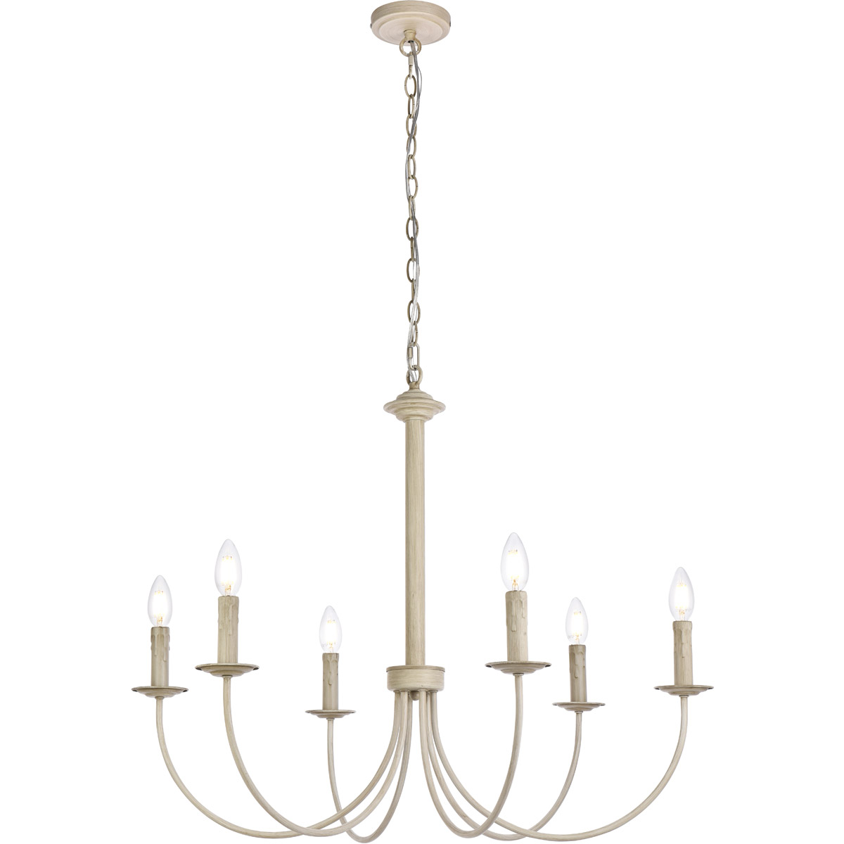 Living District LD7041D32WD Brielle 6 Light 32 inch Weathered Dove Pendant Ceiling Light in Weatehred Dove