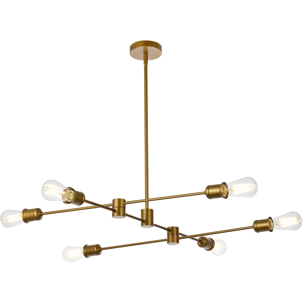 Living District LD7052D35BR Xavier 6 Light 35 inch Brass Pendant Ceiling Light