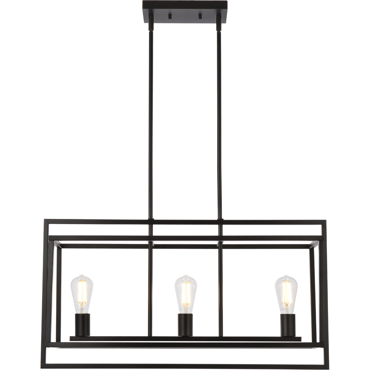 Living District LD7056D32BK Voir 3 Light 30 inch Black Linear Pendant Ceiling Light