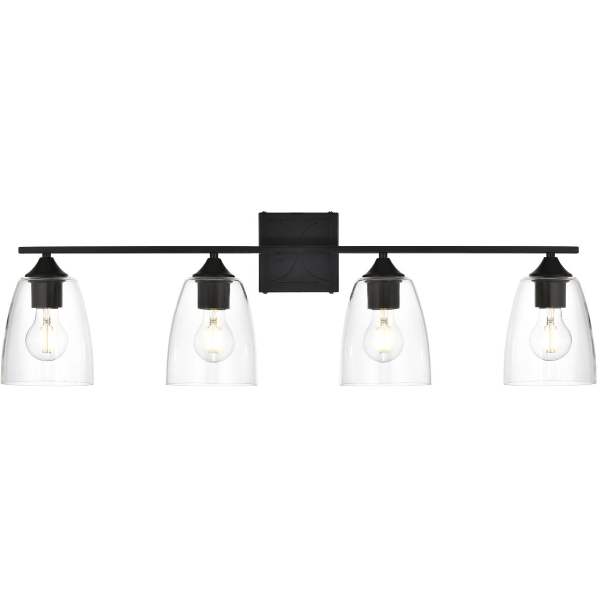 Living District LD7309W34BLK Harris 4 Light 34 inch Black Bath Sconce Wall Light