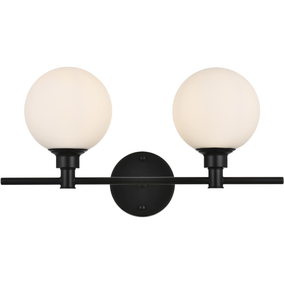 Living District LD7317W19BLK Cordelia 2 Light 19 inch Black Bath Sconce Wall Light