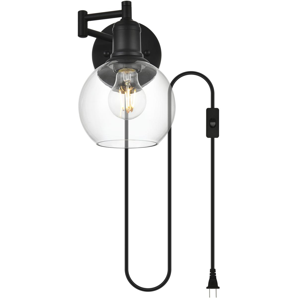 Living District LD7332W6BLK Caspian 1 Light 6 inch Black Plug In Wall Sconce Wall Light