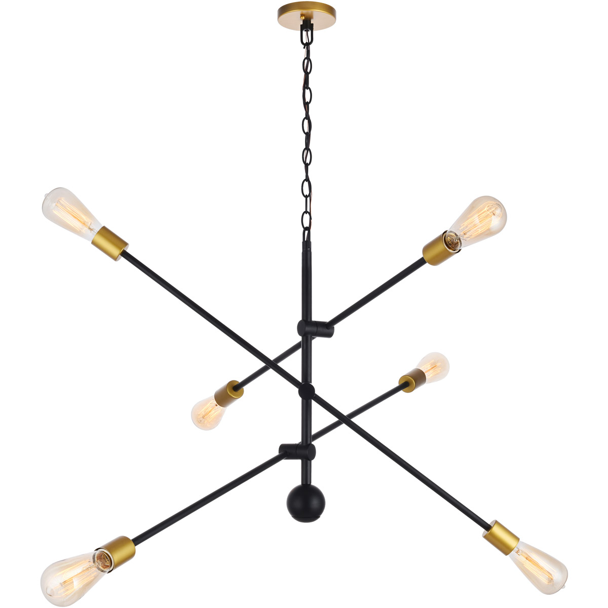 Decovio 13131-BBI6 Newtown 6 Light 42 inch Black and Brass Pendant Ceiling Light