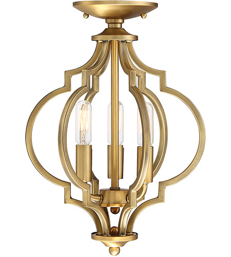 Light Visions Pl0180nb Transitional 3 Light 11 Inch Natural Brass Convertible Semi Flush Ceiling Light